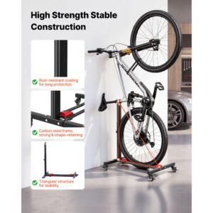 bike stand 2 pack freestanding vertical horizontal bike storage rack with lockable casters height adjustable carbon steel upright garage bicycle floor stand for 20 29 in wheels black 5.jpg