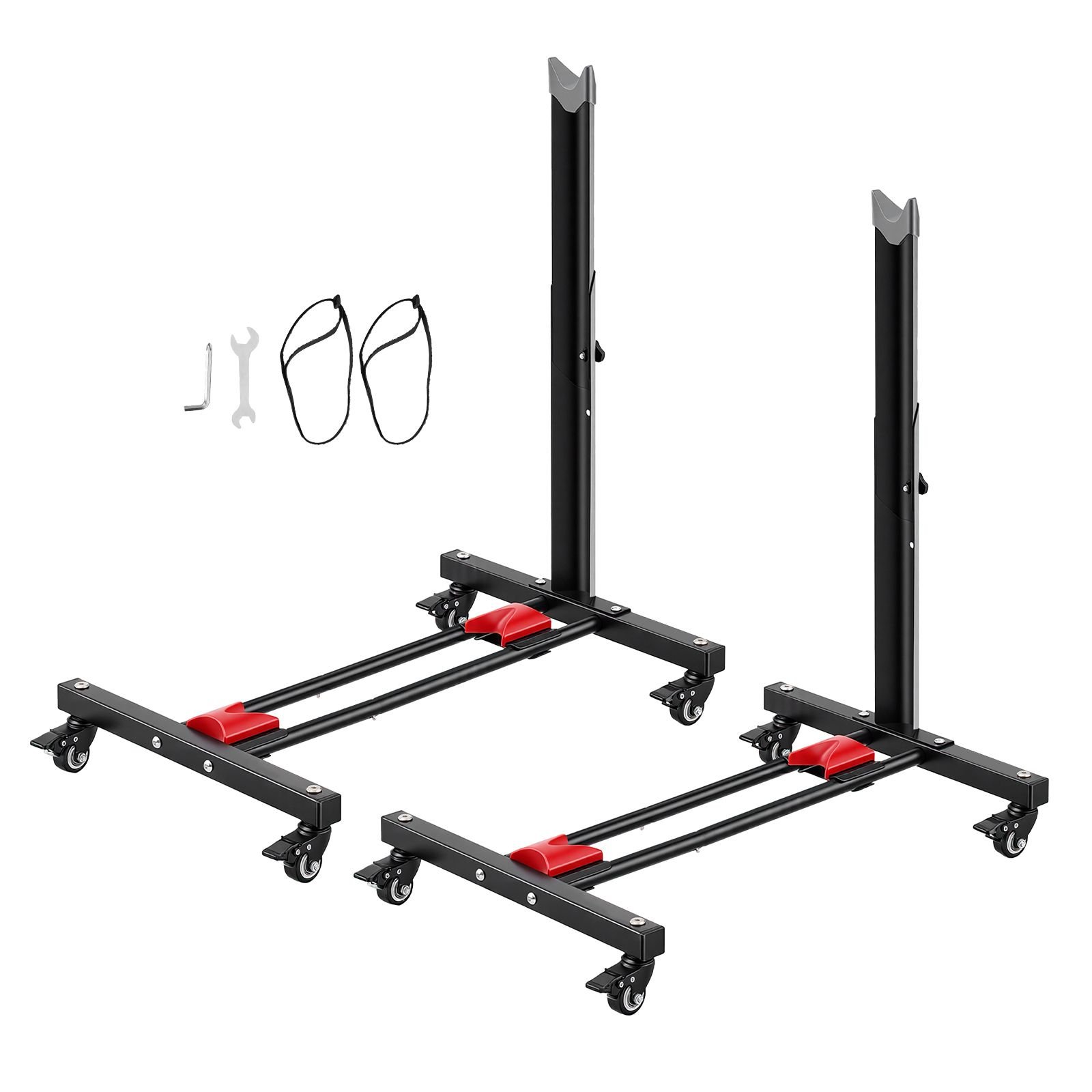 bike stand 2 pack freestanding vertical horizontal bike storage rack with lockable casters height adjustable carbon steel upright garage bicycle floor stand for 20 29 in wheels black.jpg