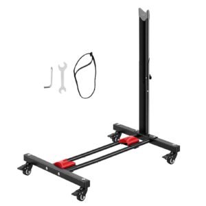 Bike Stand, Freestanding Vertical & Horizontal Bike Storage Rack, with Lockable Casters, Height Adjustable Carbon Steel Upright Garage Bicycle Floor Stand, for 20-29 in Wheel Diameters, Black