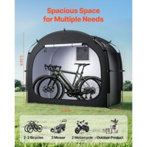 bike storage tent 3 to 4 bikes outdoor spacious bike storage tent with ventilated window waterproof easy to install bike tent with high strength fiberglass dual zippers fit for bicycle 1.jpg