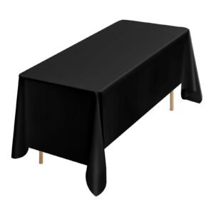 Black Tablecloths for Rectangle Tables, 6 Pack, 70 x 120 Inches, Reusable and Machine Washable Table Clothes, Wrinkle-Resistant Polyester Fabric Table Covers for Wedding, Party, Banquet