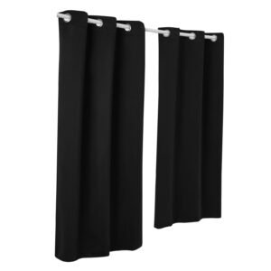 Blackout Curtains, 63 Inch Length 2 Panels Set, 42 Inch Wide Each, Thermal Insulated Blackout Light Blocking Drapes, with Grommets, Polyester Curtains for Bedroom Living Room Window, Black