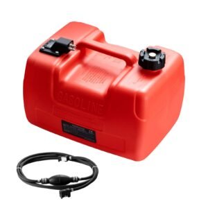 Boat Fuel Tank, 3.17-Gallon/12-L Marine Outboard Transfer Tank, Transfer Tank with 9.8ft Hose, Gauge for Outboard Engine, Yacht, Fishing Boat, Deck, Red