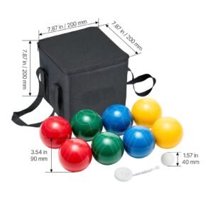 bocce ball set 90 mm with 8 resin balls pallino carrying bag and measuring rope redgreenblueyellow 4 colors for 2 to 8 players bocce ball game set for beach lawn family backyard 19.jpg