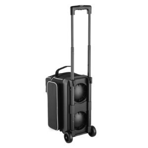 Bowling Ball Bag, 2 Ball Double Roller Bowling Bag with Wheels, Featuring a Separate Compartment for Shoes (Up To US Size 16) & Oversized Accessory Pocket, Retractable Handle Extends to 41.32 in