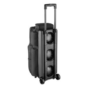 Bowling Ball Bag, 3 Ball Double Roller Bowling Bag with Wheels, Featuring a Separate Compartment for Shoes (Up To US Size 16) & Oversized Accessory Pocket, Retractable Handle Extends to 41.34 in
