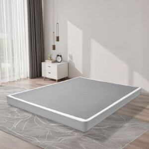box spring queen size bed frame with washable fabric cloth heavy duty metal frame for queen bed 4 in mattress foundation 3500 lbs max weight capacity easy assembly 791 l x 594 w x 4 h in 1.jpg