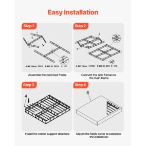 box spring queen size bed frame with washable fabric cloth heavy duty metal frame for queen bed 4 in mattress foundation 3500 lbs max weight capacity easy assembly 791 l x 594 w x 4 h in 3.jpg
