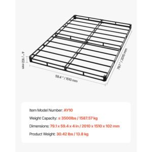 box spring queen size bed frame with washable fabric cloth heavy duty metal frame for queen bed 4 in mattress foundation 3500 lbs max weight capacity easy assembly 791 l x 594 w x 4 h in 4.jpg