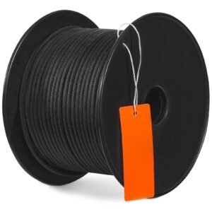 Braided Nylon Cord, 3/16 inch by 250 feet, 32-Strand Design, 720 LBS Tensile Strength, Multi-Purpose Black Rope for Outdoor, Tree Work, Hiking, Swinging, and Rescue Operations