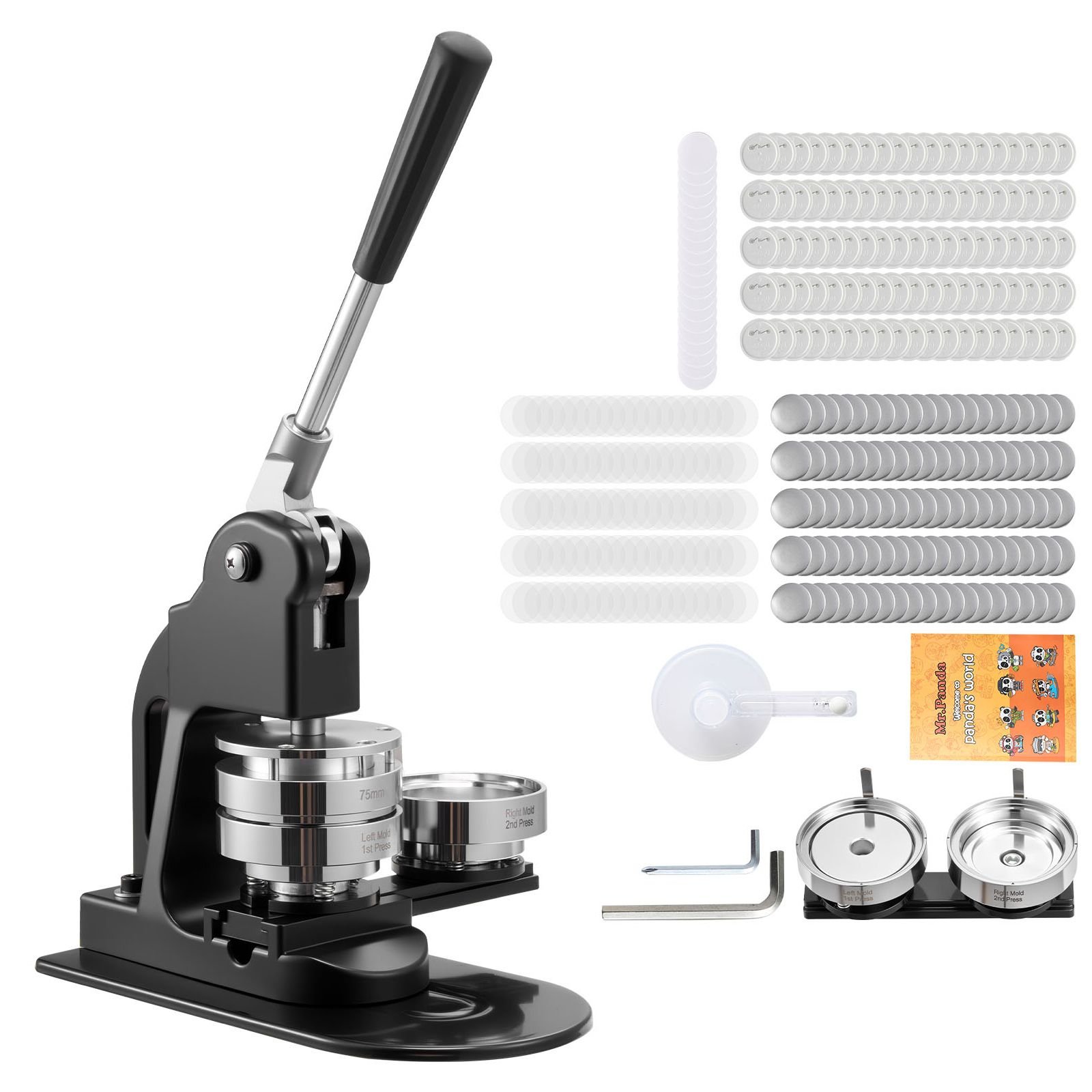 button maker machine 3 in pin maker machine with 500pcs button parts circle cutter hex wrenches and magic book ergonomic handle for diy badges personalized pins and key chains black.jpg
