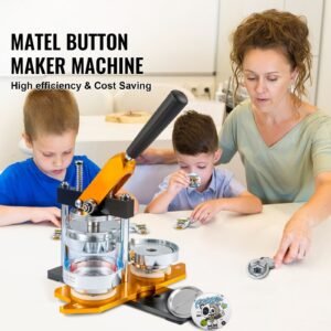 Button Maker Machine, 75 mm (3 inch) Badge Punch Press Kit, Children DIY Gifts Pin Maker, Button Making Supplies with 100pcs Button Parts & Circle Cutter & Magic Book