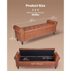 button tufted storage ottoman bench rolled arm pu leather bench with solid wood legs modern shoe benches seat for entryway upholstered end of bed benches for living room dining room brown 1.jpg