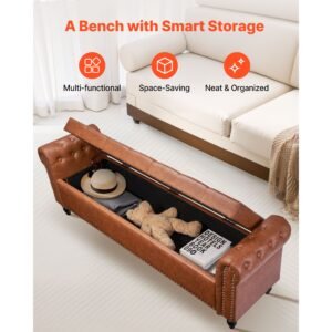 button tufted storage ottoman bench rolled arm pu leather bench with solid wood legs modern shoe benches seat for entryway upholstered end of bed benches for living room dining room brown 3.jpg