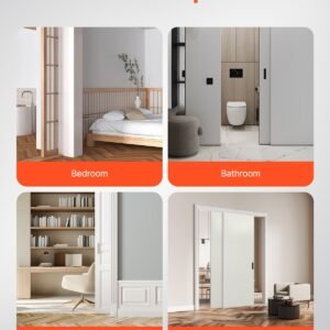 bypass door hardware, 5ft heavy duty bypass sliding door hardware kit, aluminum alloy sliding closet door hardware set for 2 door system, fit door thickness 1 3/8 " 1 3/4", easy to install