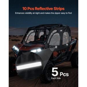 cab enclosure upper doors compatible with polaris rzr xp4 1000turbo 2014 2023 soft upper doors windproof upgraded zipper utv soft side window kit work with side mirrors and windshields 3.jpg