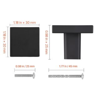 cabinet knobs, 10 pack, 1.18 inch black zinc alloy drawer pulls & door handles, square kitchen solid knobs dresser handles, cupboard hardware with screws for bathroom closet cabinets drawers