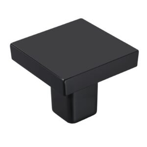 cabinet knobs, 10 pack, 1.18 inch black zinc alloy drawer pulls & door handles, square kitchen solid knobs dresser handles, cupboard hardware with screws for bathroom closet cabinets drawers