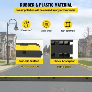 cable protector ramp 4 packs 2 channels speed bump hump rubber modular speed bump rated 11000 lbs load capacity protective wire cord ramp driveway rubber traffic speed bumps cable protector 4.jpg