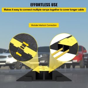 cable protector ramp 4 packs 2 channels speed bump hump rubber modular speed bump rated 11000 lbs load capacity protective wire cord ramp driveway rubber traffic speed bumps cable protector 5.jpg