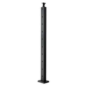 Cable Railing Post, 36x1x2 Inch Level Deck Stair Posts, 1-Pack Stainless Steel Cable Handrail Post, Pre-Drilled Pickets with Mounting Bracket Stair Railing Kit, Black, 1JZLGZXHS914LZA6X001V0