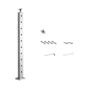 Cable Railing Post, 36x1x2 Inch Level Deck Stair Posts, 1-Pack Stainless Steel Cable Handrail Post, Pre-Drilled Pickets with Mounting Bracket Stair Railing Kit, Silver, 1JZLGZXYS914I4BDB001V0