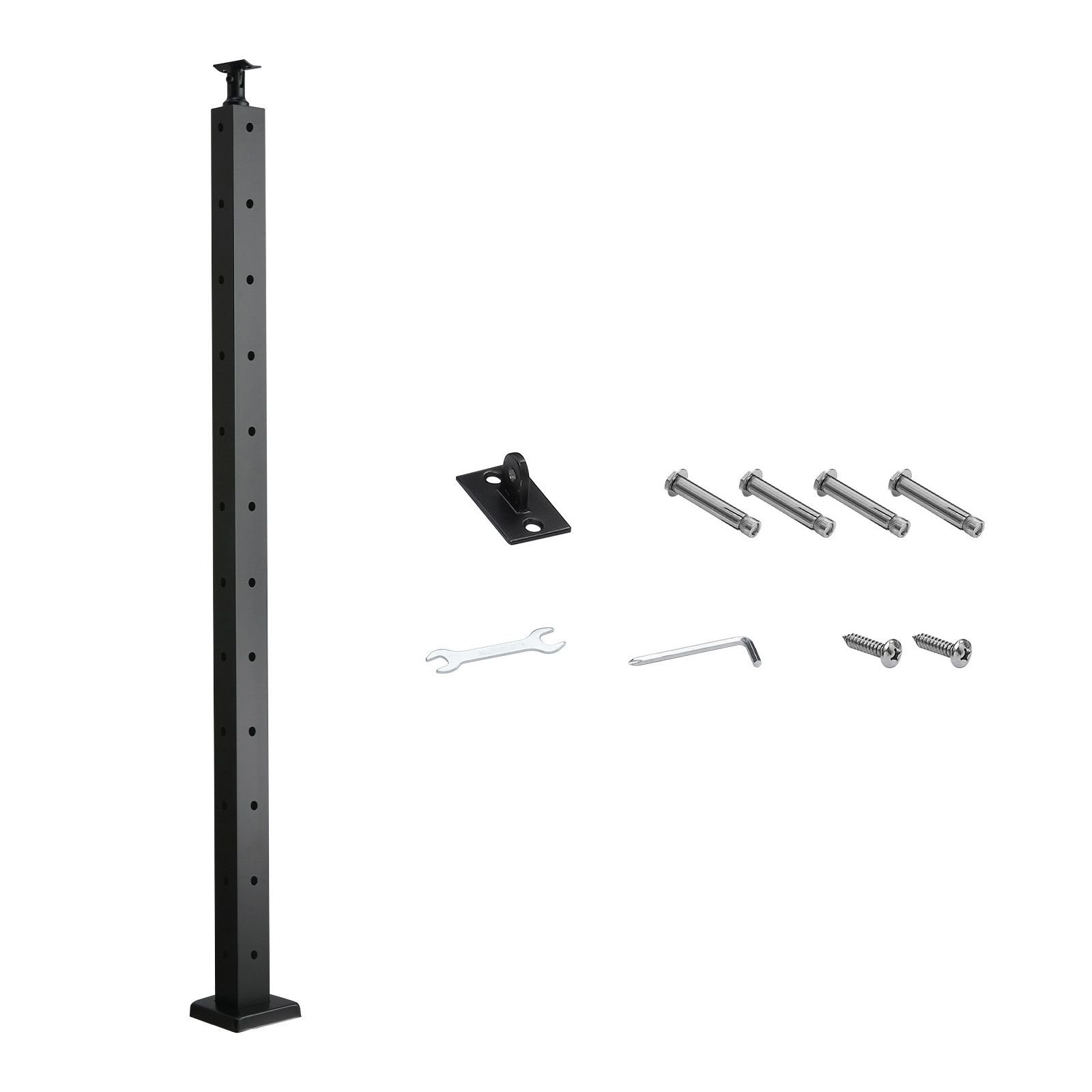 cable railing post 42x1x2 inch corner railing post with l shaped pre drilled holes stainless steel cable rail post with horizontal and curved bracket 1 pack black 1jzlgzxhs10607yxo001v0.jpg