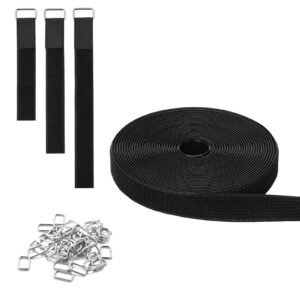 Cable Ties, 393.7-Inch Adjustable Hook and Loop Straps with 50 Metal Buckles, Reusable Velcro Cords Straps, Cut-to-Length Wire Strap, Heavy-Duty Nylon Cord Ties for Organizer and Management