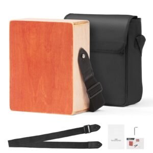 Cajon Box Drum Wood Percussion Instrument with Guitar Strings Travel Bag Strap