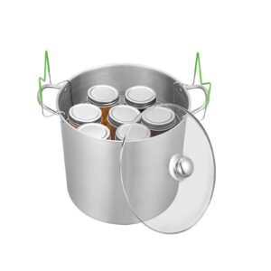 Canning Supplies Starter Kit, 9 Pieces Stainless Steel Water Bath Canning Kit for Beginners, Canning Tools Set: Pot, Rack, Lid, Funnel, Tongs, Jar Lifter, Wrench, Magnetic Wand, Bubble Propper