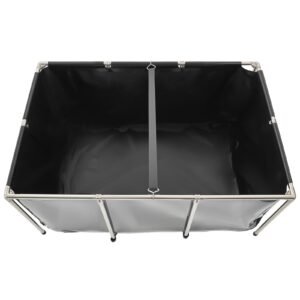 Canvas Fish Pond, 270 Gal Above Ground Fish Pond, PVC Koi Tank with Clear Viewing Panel, Rectangular Goldfish Tank with Stainless Steel Frame & Drain Valve, for Breeding Koi, Irrigation(Black)