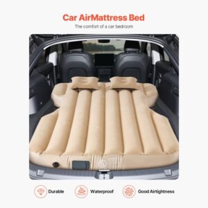 car air mattress fits tesla model y 2020 2024 inflatable car camping mattress flocking thickened blow up travel beds durable portable sleeping pad with built in pump 2 pillows beige 1.jpg