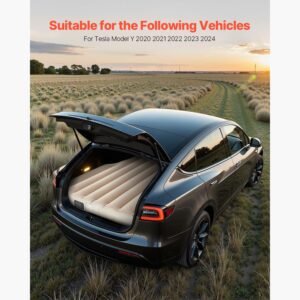 car air mattress fits tesla model y 2020 2024 inflatable car camping mattress flocking thickened blow up travel beds durable portable sleeping pad with built in pump 2 pillows beige 2.jpg