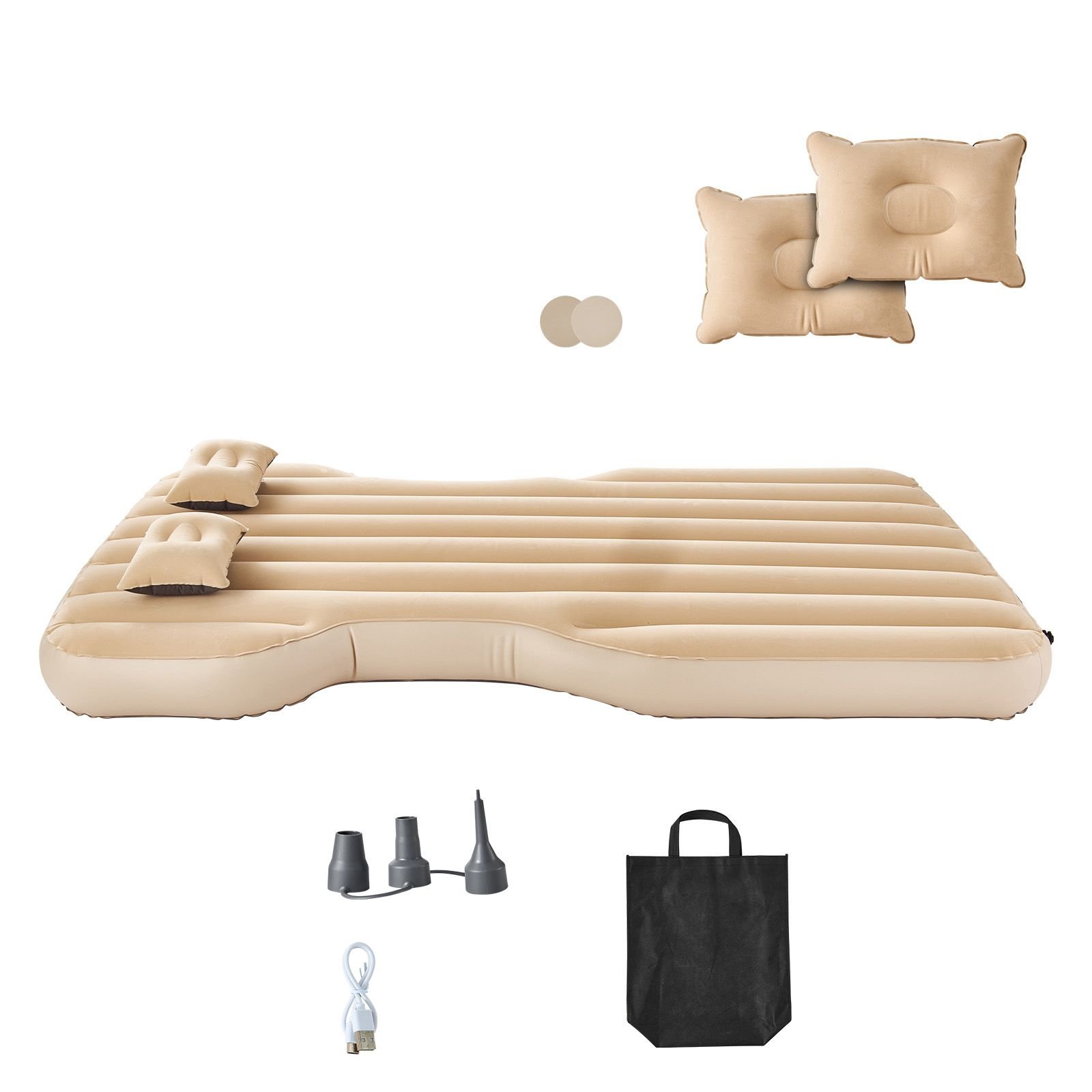 car air mattress fits tesla model y 2020 2024 inflatable car camping mattress flocking thickened blow up travel beds durable portable sleeping pad with built in pump 2 pillows beige.jpg