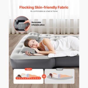 car air mattress fits toyota 4runner jeep wrangler inflatable car camping mattress flocking thickened blow up travel beds durable portable sleeping pad with built in pump 2 pillows gray 3.jpg