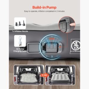 car air mattress fits toyota 4runner jeep wrangler inflatable car camping mattress flocking thickened blow up travel beds durable portable sleeping pad with built in pump 2 pillows gray 4.jpg