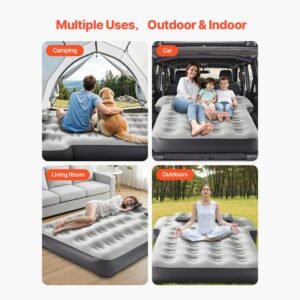 car air mattress fits toyota 4runner jeep wrangler inflatable car camping mattress flocking thickened blow up travel beds durable portable sleeping pad with built in pump 2 pillows gray 5.jpg