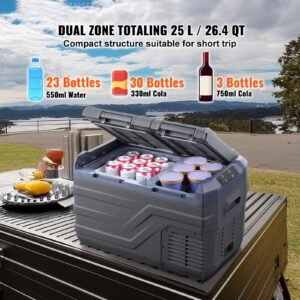 car refrigerator 12 volt car refrigerator fridge 25 l dual zone portable freezer 4 68 f adjustable range 1224v dc and 100 240v ac compressor cooler for outdoor camping rv 1.jpg