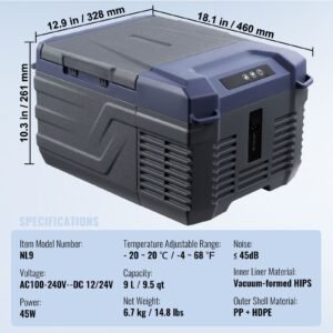 car refrigerator 12 volt car refrigerator fridge 9 l single zone portable freezer 4 68 f adjustable range 1224v dc and 100 240v ac compressor cooler for outdoor camping rv 2.jpg