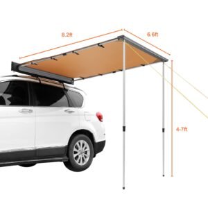 car side awning large 66 x 82 shade coverage vehicle awning pu3000mm uv50 retractable car awning with waterproof storage bag height adjustable suitable for truck suv van campers 3.jpg