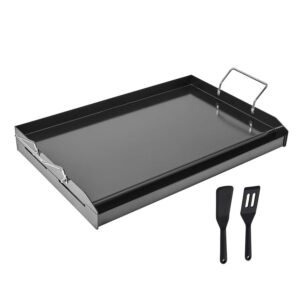 Carbon Steel Griddle, 24x16 inch Universal Flat Top Rectangular Plate, Gas Grill Griddle for BBQ Grill, Teppanyaki, Portable Family Cookware with Handle, for Camping Tailgating Party