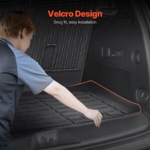 cargo mats compatible chevrolet tahoe & gmc yukon 2021 2024, custom fit tpe cargo liner set for suvs, trunk and rear back seat protector replacement, trunk mat and backrest mats