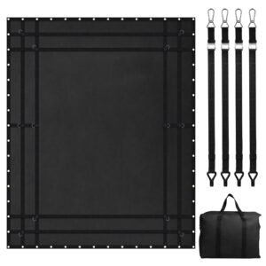 Cargo Net, 120 in x 105 in, Heavy Duty Truck Cargo Net for Truck Bed, 4 Adjustable Straps with Carabiners and Rubber Coated Hooks, Durable, Suitable for Pickup, Jeep, Truck, SUV, Boat (Black)
