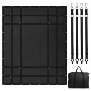 Cargo Net, 72 in x 57 in, Heavy Duty Truck Cargo Net for Truck Bed, 4 Adjustable Straps with Carabiners and Rubber Coated Hooks, Durable, Suitable for Pickup, Jeep, Truck, SUV, Boat (Black)
