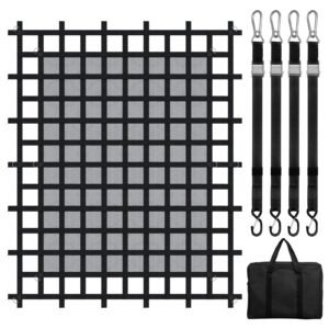 Cargo Net, 96 in x 81 in, Heavy Duty Truck Cargo Net for Truck Bed, 4 Adjustable Straps with Carabiners & S-Hooks, Wear-resistant & Weather-proof, Suitable for Pickup, Truck, Jeep, SUV, Boat