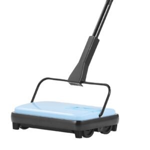 carpet sweeper manual, floor sweeper with 300 ml dustbin capacity easy to empty, 6.7 inch cleaning width for home office carpets pet hair dust, blue