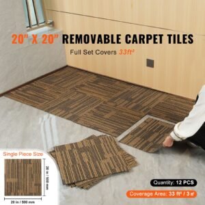 carpet tiles reusable 20x 20carpet squares with padding attached soft padded carpet tiles easy install diy for bedroom living room 12tiles mixed brown 1.jpg