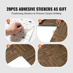 carpet tiles reusable 20x 20carpet squares with padding attached soft padded carpet tiles easy install diy for bedroom living room 12tiles mixed brown 2.jpg