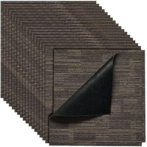 Carpet Tiles Reusable 24x24 inch, 24 PCS Modular Carpet Square Rug, Commercial Floor Soft Padded for Seamless Cover 96sq.ft², Easy DIY for Living Room Bedroom Office Indoor,Gray & Brown