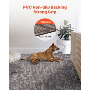 carpet tiles reusable 24x24 inch, 24 pcs modular carpet square rug, commercial floor soft padded for seamless cover 96sq.ft², easy diy for living room bedroom office indoor,gray & brown